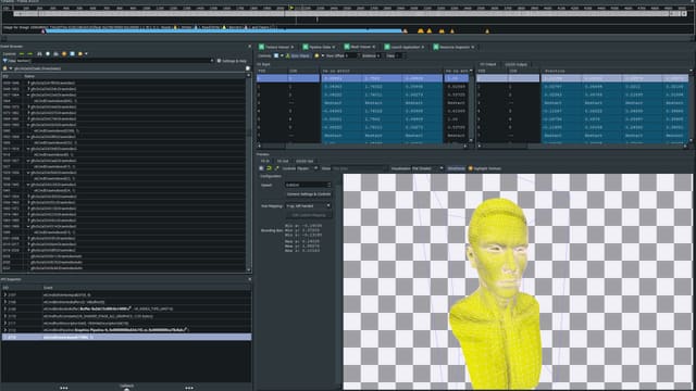 RenderDoc: event browser, vertex buffers, mesh viewer